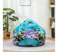Hiseng Funda de puf, Sillón de Pera sin Relleno,Sofa Puff Gaming Salon Funda Moderno Sin Relleno para Niños, Impresión Bean Bag para Salón, Dormitorio y Sala de Juegos (Estrella de mar,90x110cm)
