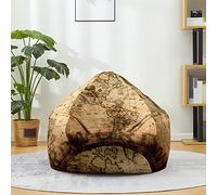 Hiseng Funda de puf, Sillón de Pera sin Relleno,Sofa Puff Gaming Salon Funda Moderno Sin Relleno para Niños, Impresión Bean Bag para Salón, Dormitorio y Sala de Juegos (Retro,90x110cm)