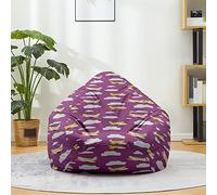 Hiseng Funda de puf, Sillón de Pera sin Relleno,Sofa Puff Gaming Salon Funda Moderno Sin Relleno para Niños, Impresión Bean Bag para Salón, Dormitorio y Sala de Juegos (Morado,80x90cm)