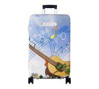 Hiseng Funda para Maletas, Impresión de Guitarra Luggage Cover Elástica Fundas Maletas de Viaje, Maleta Cabina Protector 18-32 Pulgadas Cubierta de Equipaje (Notas Musicales,M)