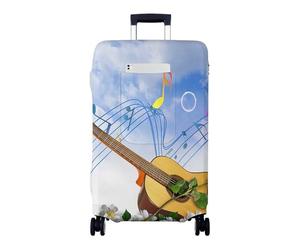 Hiseng Funda para Maletas, Impresión de Guitarra Luggage Cover Elástica Fundas Maletas de Viaje, Maleta Cabina Protector 18-32 Pulgadas Cubierta de Equipaje (Notas Musicales,L)