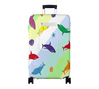 Hiseng Funda para Maletas, Luggage Cover Elástica Fundas Maletas de Viaje, Maleta Cabina Protector Lavable y Reutilizable 18-32 Pulgadas Cubierta de Equipaje (Huella de tiburón 1,L)