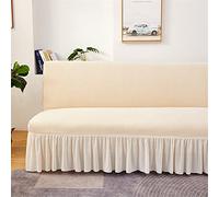 Hiseng Funda para Sofá Cama sin Brazos Clic Clac Elastica Funda Protectora con Falda para Sofá Plegable sin Reposabrazos 2-3 Plazas Escudo De Sofá Cama Completo Elástico (de Color Crema,150-190cm)