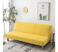 Hiseng Funda para Sofá Cama sin Brazos Clic Clac Elastica Funda Protectora para Sofá Plegable sin Reposabrazos 2-3 Plazas Escudo De Sofá Cama Completo Elástico (Amarillo,190-230cm)