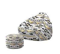 Hiseng Funda Puff Pera con Reposapies Sin Relleno S M L XL XXL, Puff Sin Relleno Lavable Grande Pequeño para Infantil Adultos Almacenaje de Juguetes de Peluche (Estampado Bohemio 3,80x90cm)