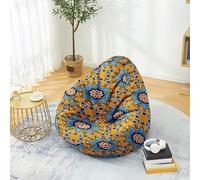 Hiseng Funda Puff Pera Sin Relleno, Puff Salon S M L XL XXL Sin Relleno para Infantil Niños Adultos Sillon Puf Grande Pequeño Almacenamiento de Ropa para Salon, Mandala Retro (Flores,90x110cm)