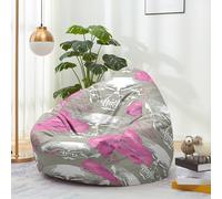 Hiseng Funda Puff Pera Sin Relleno, Puff Salon S M L XL XXL Sin Relleno para Infantil Niños Adultos Sillon Puf Grande Pequeño Almacenamiento de Ropa para Salon, 3D Calavera (Rosa,130x150cm)