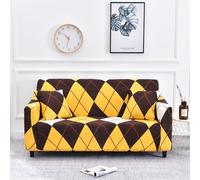 Hiseng Funda Sofa 1-4 Plazas, Elástica Fundas Sofas para Muebles Estampado Geométrico en 3D, Lavable Jarapas Protector Incluye 1 Funda de Almohada (Amarillo-Café 2,3 plazas)