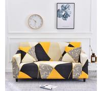Hiseng Funda Sofa 1-4 Plazas, Elástica Fundas Sofas para Muebles Estampado Geométrico en 3D, Lavable Jarapas Protector Incluye 1 Funda de Almohada (Amarillo-Negro 2,1 Plaza)