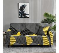 Hiseng Funda Sofa 1-4 Plazas, Elástica Fundas Sofas para Muebles Estampado Geométrico en 3D, Lavable Jarapas Protector Incluye 1 Funda de Almohada (Gris Amarillo,4 plazas)