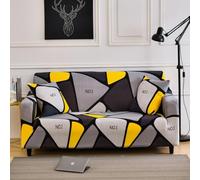 Hiseng Funda Sofa 1-4 Plazas, Elástica Fundas Sofas para Muebles Estampado Geométrico en 3D, Lavable Jarapas Protector Incluye 1 Funda de Almohada (Gris-Amarillo 2,3 plazas)