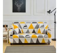 Hiseng Funda Sofa 1-4 Plazas, Elástica Fundas Sofas para Muebles Estampado Geométrico en 3D, Lavable Jarapas Protector Incluye 1 Funda de Almohada (Amarillo-Gris 2,2 plazas)
