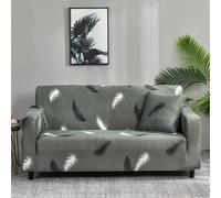 Hiseng Funda Sofa 1-4 Plazas, Elástica Fundas Sofas para Muebles Hoja de Flor en 3D, Lavable Jarapas Protector Incluye 1 Funda de Almohada (Gris Verdoso,1 Plaza)