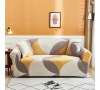 Hiseng Funda Sofa Elástica, Impresión de Geometría Fundas Sofas 1-4 Plazas Lavable Jarapas para Sofas Antideslizante Antimanchas Protector Sofa para Niños (2 plazas,Beige Amarillo)