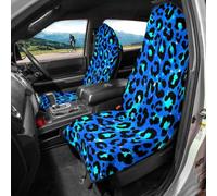 Hiseng Fundas Asientos Coche Delantero Universales (Leopardo Azul 3,2 Piezas)