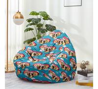 Hiseng Housse Pouf Poire Vide S M L XL XXL, Housse de Pouf Poire Sans Remplissage Poire Avec Rangement Sac Haricots pour Enfants Adultes Tissus Lavables Amovible (Perro 3,80x90cm)