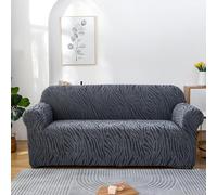 Hiseng Jacquard Funda Sofa Fundas Sofas 1-4 Plazas, Estampado de Cebra Jarapas Elástica Antideslizante Sofas, Antimanchas Protector Sofa para Niños (4 plazas,Gris)