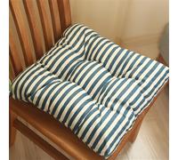 Hiseng Juego de 2 Cojín de Asiento de Almohada de Piso Cuadrado, Cojín de Asiento de Silla de Piso Algodón y Lino Tatami Almohada para Sentarse (Azul Rayado,40X40cm)