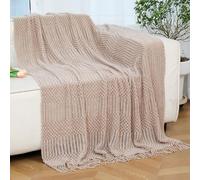 Hiseng Manta Sofa de Color Sólido, Manta Caliente Suave Ligera para Primavera, Verano, otoño e Invierno, Mantas para Sofa y Cama, Manta ViajeTejido de Punto (130x170cm,Caqui)