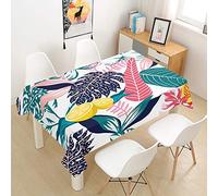 Hiseng Mantel Mesa Rectangular Impermeable, Manteles Individuales Antimanchas Plantas Tropicales Estampado Lavable Cubierta de Mesa Cena Decoración Cocina Comedor (Hoja,90x90cm)