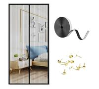 Hiseng Mosquitera Puerta Magnética, Malla de Tejido Fino, Mosquitera para Puerta con Imanes Potentes, Instalación Sin Taladro, Malla Transpirable y Antidesgarro (0710 Negro,100x210cm)
