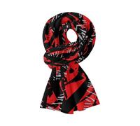 Hiseng Regalo Mujer Pañuelos Mujer, 3D Geométrico Bufanda de Felpa Invierno Otoño Fulares Moda Chales Comodidades Caliente Suave Accesorios Fular Mujer Outdoor Viaje (Negro Rojo,175x45cm)