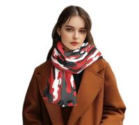 Hiseng Regalo Mujer Pañuelos Mujer, Estampado de Camuflaje Bufanda de Felpa Otoño Invierno Fulares Moda Chales Caliente Suave Accesorios Fular Mujer Outdoor Viaje (rojo negro,175x45cm)