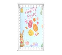 Hiseng Sábanas Minicuna, Elástica Ajustable Sábana Bajera 3D Pascua de Resurrección Sábanas Capazo Bebe Sabanas Carrito Transpirable Sábanas Cuna (Huevo De Pascua,51x85cm)
