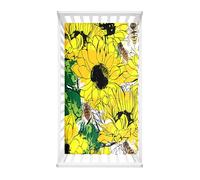 Hiseng Sábanas Minicuna, Sábana Bajera Ajustable para Bebe, 3D Girasol Sábanas Capazo Bebe Sabanas Carrito Transpirable Sábanas Cuna Elástica Universal (51x85cm,Amarillo Verde)