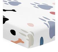 Hiseng Sábanas Minicuna, Sábana Bajera Ajustable para Bebe, 3D Huella Imprime Sábanas Capazo Bebe Sabanas Carrito Transpirable Sábanas Cuna Elástica Universal (Azul,80x160cm)