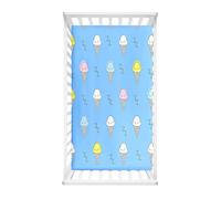 Hiseng Sábanas Minicuna, Sábana Bajera Ajustable para Bebe, Alpaca Imprime Sábanas Capazo Bebe Sabanas Carrito Transpirable Sábanas Cuna Elástica Universal (Helado azul,51x85cm)