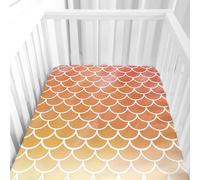 Hiseng Sábanas Minicuna, Sábana Bajera Ajustable para Bebe, Bloques de Colores Sábanas Capazo Bebe Sabanas Carrito Transpirable Sábanas Cuna Elástica Universal (Naranja,70x140cm)