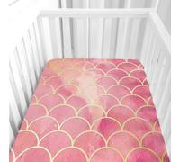 Hiseng Sábanas Minicuna, Sábana Bajera Ajustable para Bebe, Bloques de Colores Sábanas Capazo Bebe Sabanas Carrito Transpirable Sábanas Cuna Elástica Universal (Rojo,65x95cm)