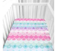 Hiseng Sábanas Minicuna, Sábana Bajera Ajustable para Bebe, Bloques de Colores Sábanas Capazo Bebe Sabanas Carrito Transpirable Sábanas Cuna Elástica Universal (Rosa,55x90cm)
