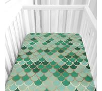 Hiseng Sábanas Minicuna, Sábana Bajera Ajustable para Bebe, Bloques de Colores Sábanas Capazo Bebe Sabanas Carrito Transpirable Sábanas Cuna Elástica Universal (Verde,65x95cm)