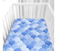 Hiseng Sábanas Minicuna, Sábana Bajera Ajustable para Bebe, Bloques de Colores Sábanas Capazo Bebe Sabanas Carrito Transpirable Sábanas Cuna Elástica Universal (Azul,40x90cm)