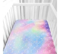Hiseng Sábanas Minicuna, Sábana Bajera Ajustable para Bebe, Bloques de Colores Sábanas Capazo Bebe Sabanas Carrito Transpirable Sábanas Cuna Elástica Universal (Arcoíris,70x140cm)