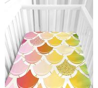 Hiseng Sábanas Minicuna, Sábana Bajera Ajustable para Bebe, bloques de colores Sábanas Capazo Chica Bebe Sabanas Carrito Transpirable Sábanas Cuna Elástica Universal (Colorido,70x140cm)