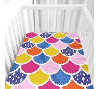 Hiseng Sábanas Minicuna, Sábana Bajera Ajustable para Bebe, bloques de colores Sábanas Capazo Chica Bebe Sabanas Carrito Transpirable Sábanas Cuna Elástica Universal (Azul Rosado,70x140cm)