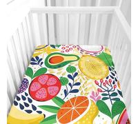 Hiseng Sábanas Minicuna, Sábana Bajera Ajustable para Bebe, Fruta Tropical Imprime Sábanas Capazo Bebe Sabanas Carrito Transpirable Sábanas Cuna Elástica Universal (Banane,40x90cm)