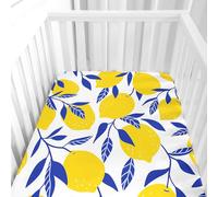 Hiseng Sábanas Minicuna, Sábana Bajera Ajustable para Bebe, Fruta Tropical Imprime Sábanas Capazo Bebe Sabanas Carrito Transpirable Sábanas Cuna Elástica Universal (Limón,70x140cm)