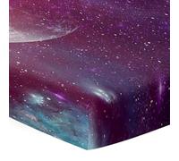 Hiseng Sábanas Minicuna, Sábana Bajera Ajustable para Bebe, Impresión de Cielo Estrellado Sábanas Capazo Bebe Sabanas Carrito Transpirable Sábanas Cuna Elástica Universal (Tierra,80x160x20cm)