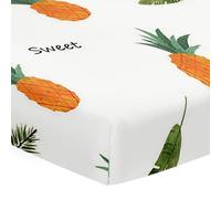 Hiseng Sábanas Minicuna, Sábana Bajera Ajustable para Bebe, Impresión de Piña 3d Sábanas Capazo Bebe Sabanas Carrito Transpirable Sábanas Cuna Elástica Universal (piña naranja,51x85x10cm)