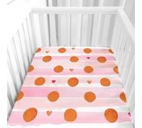 Hiseng Sábanas Minicuna, Sábana Bajera Ajustable para Bebe, Patrón de Lunares Sábanas Capazo Bebe Sabanas Carrito Transpirable Sábanas Cuna Elástica Universal (Rojo,51x85cm)