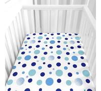Hiseng Sábanas Minicuna, Sábana Bajera Ajustable para Bebe, Patrón de Lunares Sábanas Capazo Bebe Sabanas Carrito Transpirable Sábanas Cuna Elástica Universal (Azul,51x85cm)