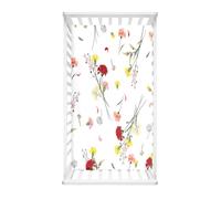 Hiseng Sábanas Minicuna, Sábana Bajera Ajustable para Bebe, Patrón Floral Sábanas Capazo Bebe Sabanas Carrito Transpirable Sábanas Cuna Elástica Universal (Blanco Rojo,51x85cm)