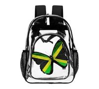 Hiseng Sac à Dos Transparent en PVC Imperméable Grande Capacité (Verde) | Sac d'École Homme Femme Papillon 3D avec Poches en Filet Unisexe, Sac de Voyage Sécurité pour Concert Travail et Plage