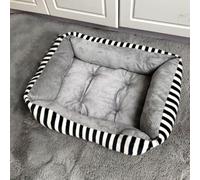 Hiseng Suave Cama Gato o Cama Perro,Material Polar Transpirable,Estampado Flores,Alfombrilla Antideslizante,Sofás, Suelos, Gatos y Perros, No Removible (Blanco Negro,40x50 cm)