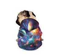 Hiseng Sudadera con Capucha para Perros, Patrón Cielo Estrellado Ropa Perro Cálido con Cremallera y Bolsillo Abrigo de Invierno para Mascota Perro Gato - Fácil de Usar (L,Planeta)