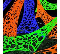 Hiseng Telaraña Halloween Decoración con 50cm Arañas Falsas, Gigante Telaraña Blanca Elásticas, Decoracion Halloween Jardín Terror para Interiores Exterior Casa, Fluorescente (100x410cm,Naranja)